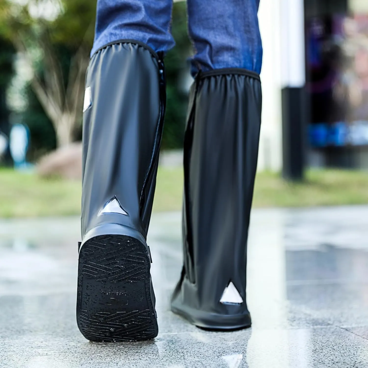 Waterproof Shoe Covers for Rain with Reflector Reusable Waterproof Rain Cover for Shoes Non-Slip PVC Snow Boot Covers