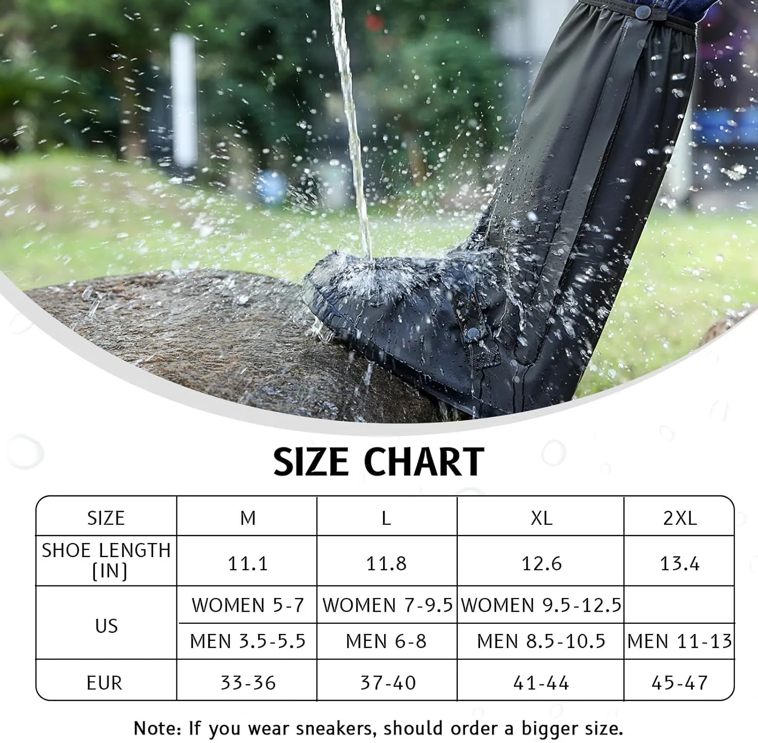 Waterproof Shoe Covers for Rain with Reflector Reusable Waterproof Rain Cover for Shoes Non-Slip PVC Snow Boot Covers