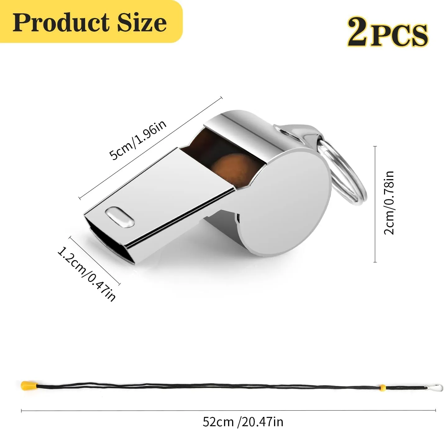 Whistle, Whistle for Coaches Stainless Steel Lifeguard Whistle Loud Crisp Sound Metal Referees Whistle with Lanyard Buckle Emergency Whistle for Adults Teachers Official Football Sports Training