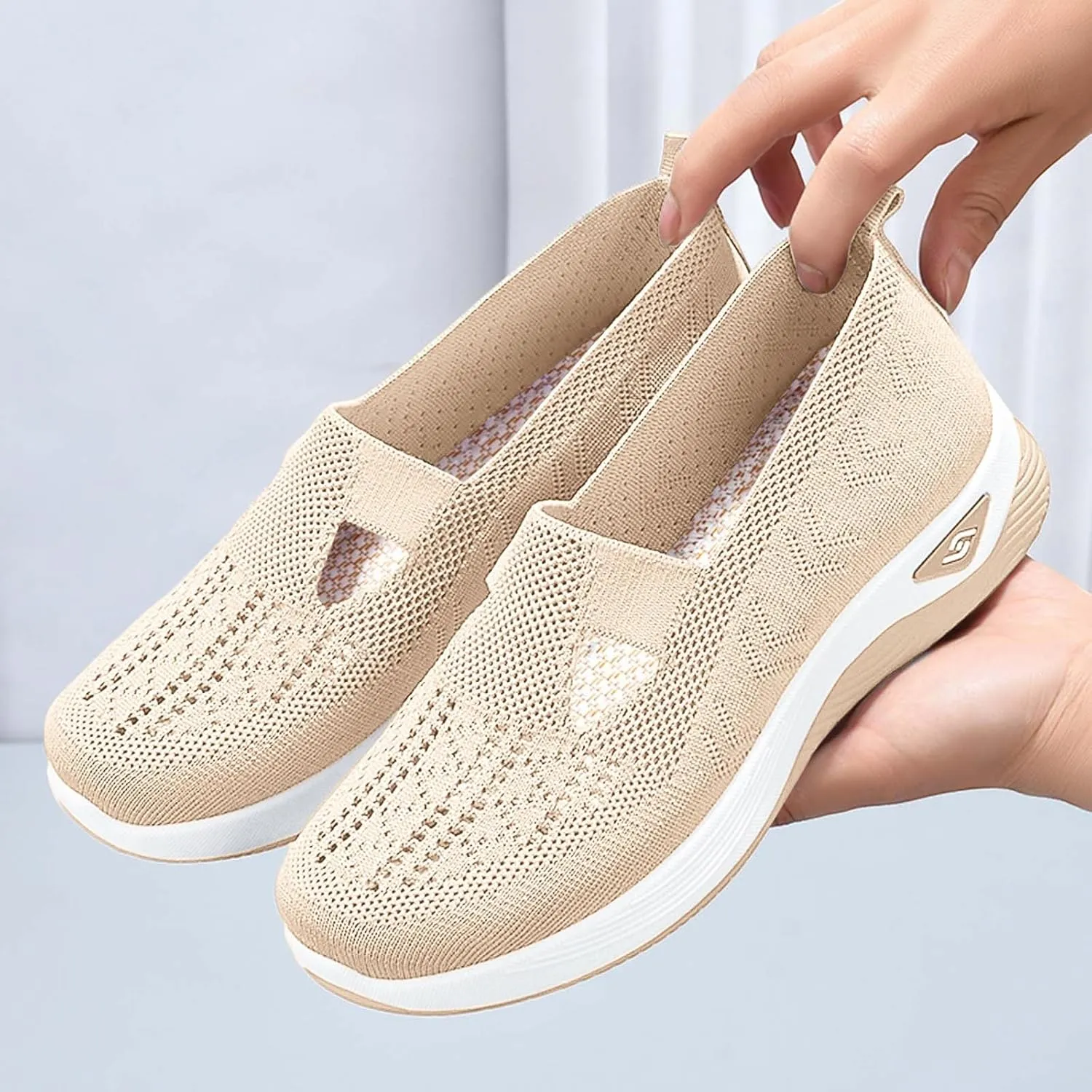 Women Footwear Orthopedic Sneakers Arch Support Walking Shoes Woven Breathable Running Shoes Sole Shoes Cloud Slide