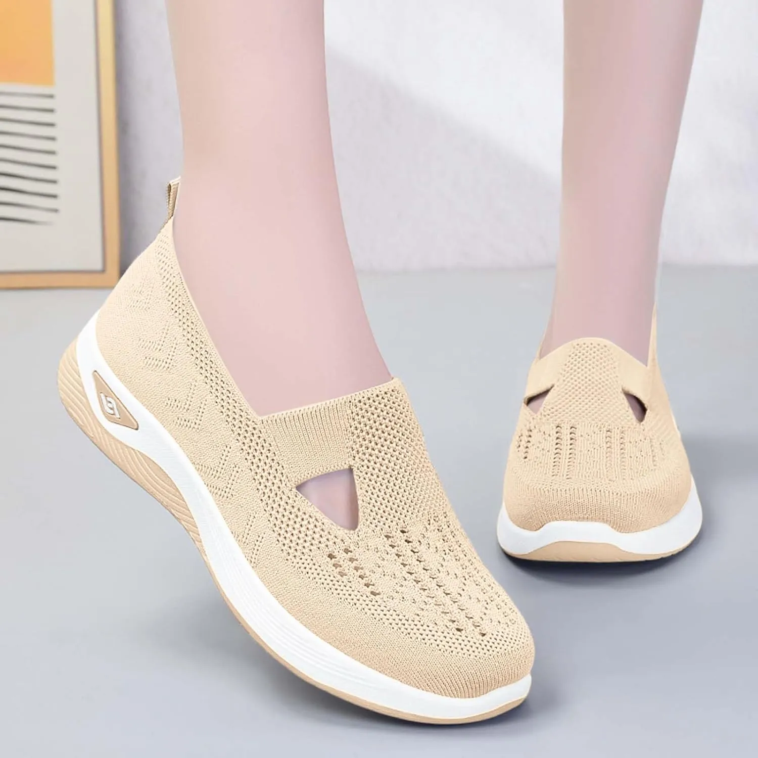 Women Footwear Orthopedic Sneakers Arch Support Walking Shoes Woven Breathable Running Shoes Sole Shoes Cloud Slide
