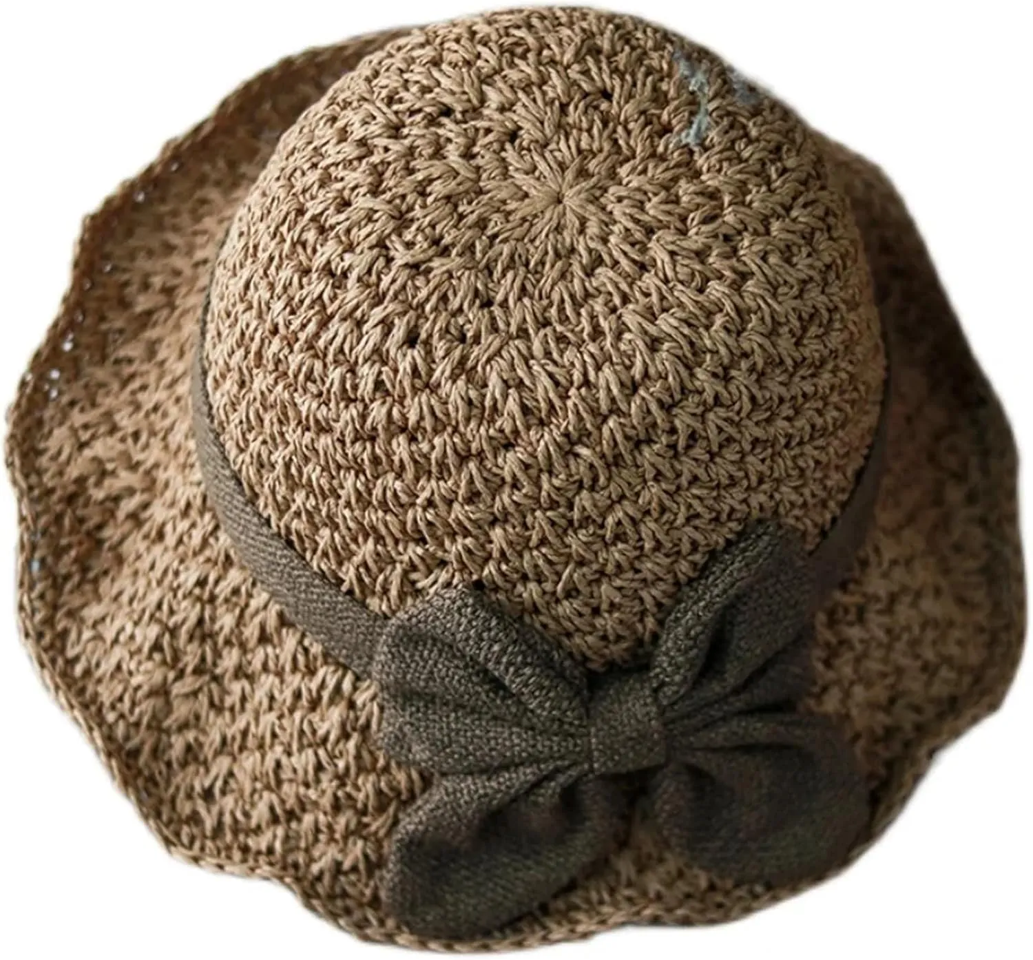 WomenS Elegant Pastoral Bow Straw Hat Retro Summer Versatile Sun Hat Dome Outdoor Outing Beach Visor