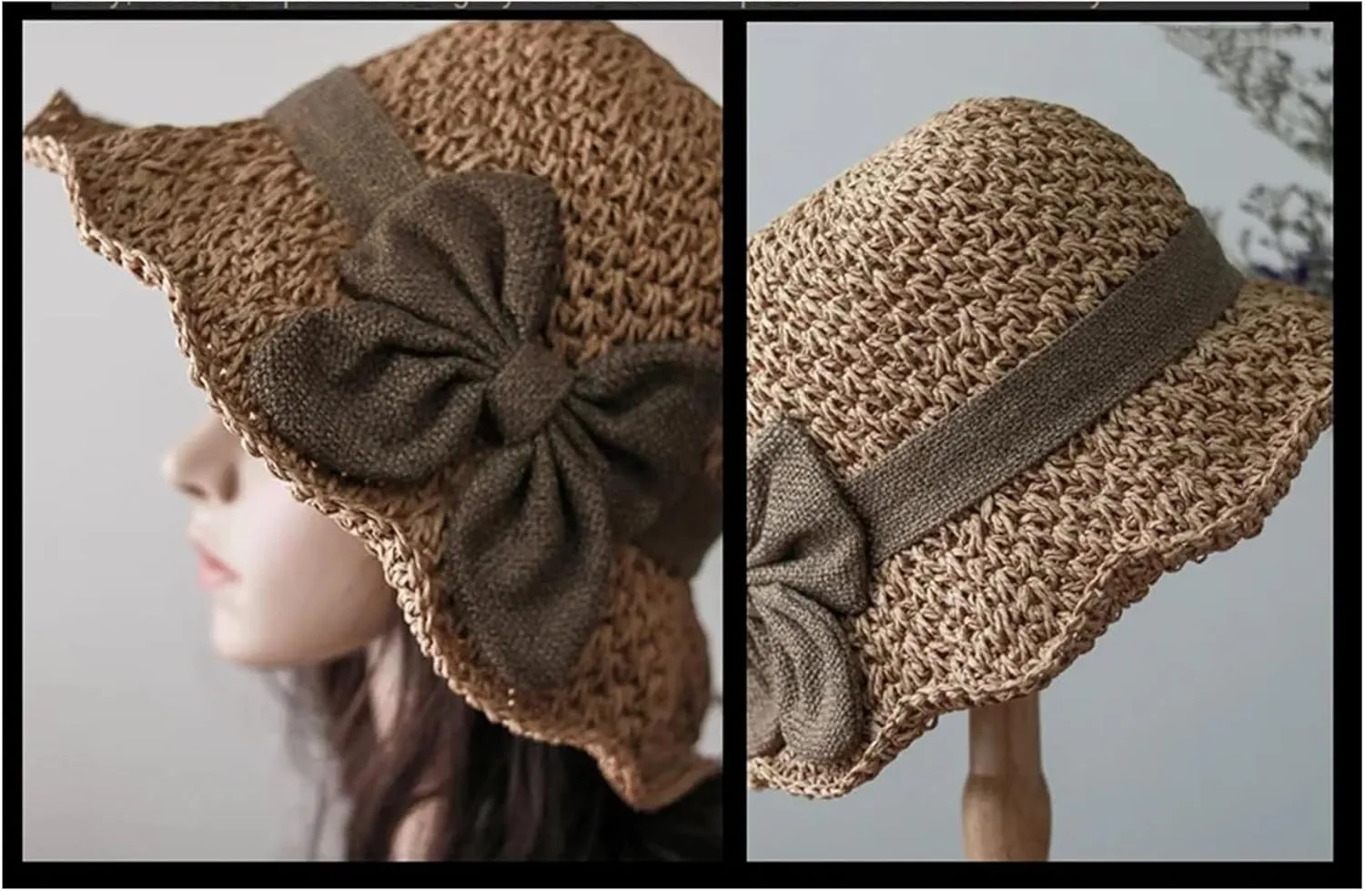 WomenS Elegant Pastoral Bow Straw Hat Retro Summer Versatile Sun Hat Dome Outdoor Outing Beach Visor