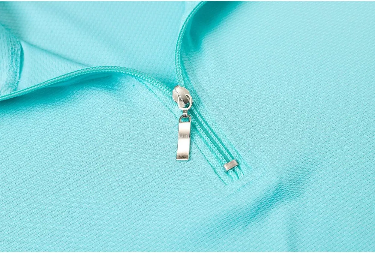 Womens Golf Shirts Long Sleeve Workout Tops Zip Up Tennis Polo Shirts