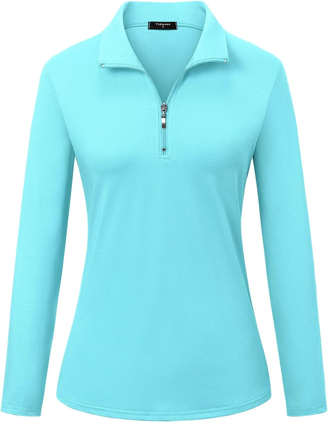 Womens Golf Shirts Long Sleeve Workout Tops Zip Up Tennis Polo Shirts