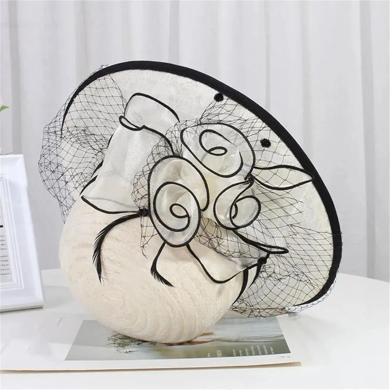 WomenS Summer Beige Lace Fascinator Hats Wide Brim Party Church Hat Elegant Wedding Fedora Ladies Sun Caps