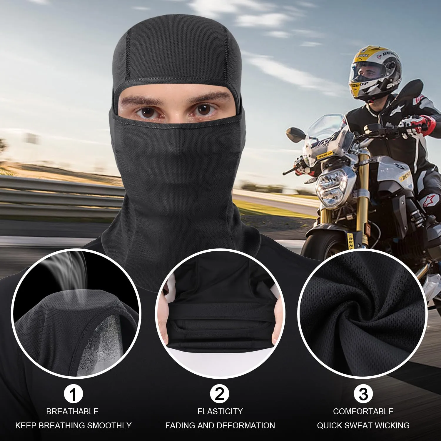 WTACTFUL 3 Pieces Balaclava Face Mask of Men - Ski Mask, Breathable Elastic Fit & Perfect for Outdoor Activities!