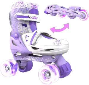 Yvolution Neon Combo Skates | 2-1 Quad and Inline Skates for Kids with LED Wheels | Adjustable Sizing (Purple, 12-2),NT09L1