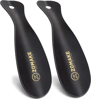 ZOMAKE Metal Shoe Horn, 2 Pack Stainless Steel Shoehorn 7.5 Inches Portable for Travel Use